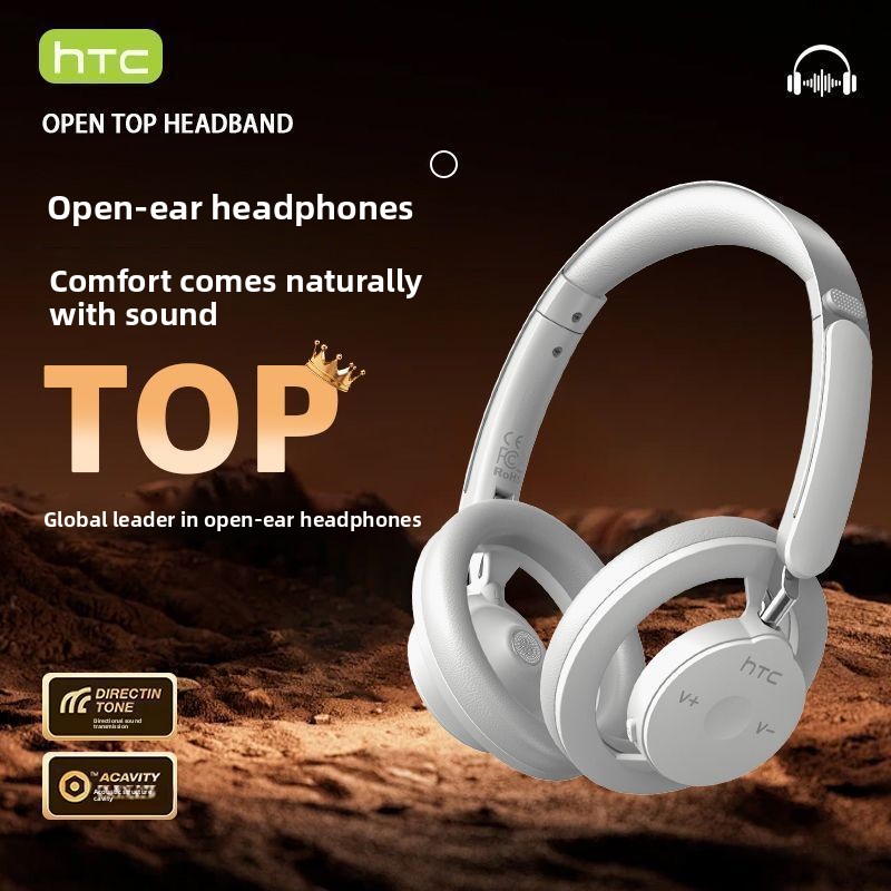 Anc Wireless Over Ear Headphones - HTC‑HP06 オープンイヤー型ヘッドホン ワイヤレスBluetoothヘッドセット 720 ° サラウンドサウンド対応、音漏れ防止機能付きオーバーイヤーヘッドホン